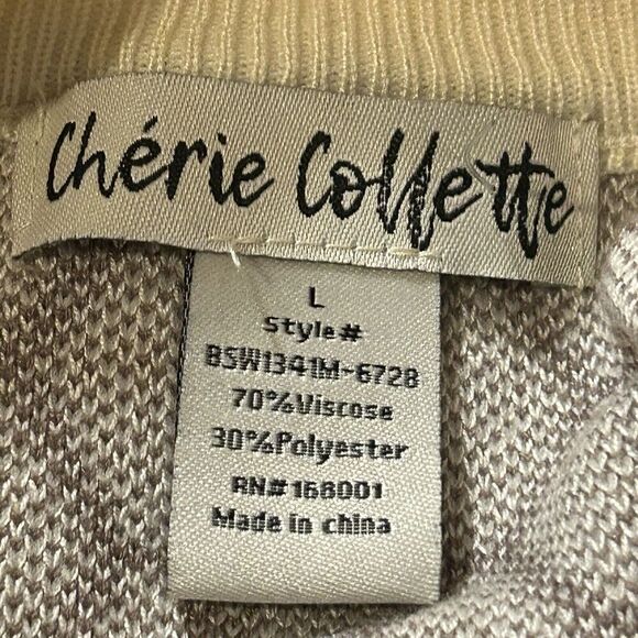 Cherie Collette Women’s Size Large 1/4 Zip Sweater Tight Knit - Picture 3 of 4